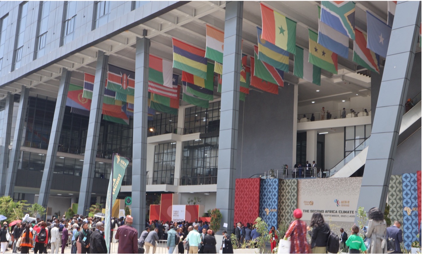 Flags outside a building.