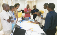 Participants from Maputo working together to identify potential adaptation options.