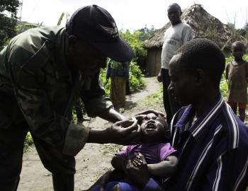 Child receiving medical care in Chai, North Kivu in the Democratic Republic of Congo