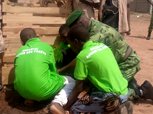 Child ambassadors have taken climate action by planting trees.  Credit: SURVIE NGO, Benin.
