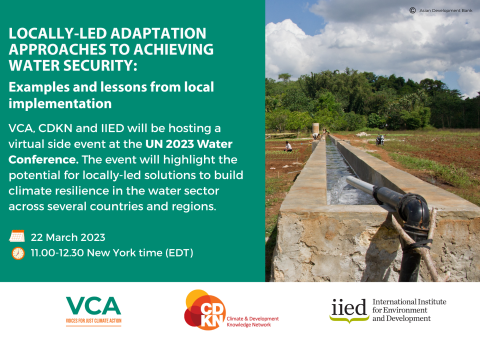 Event flyer - Locally-led adaptation approaches to achieving water security: Examples and lessons from local implementation