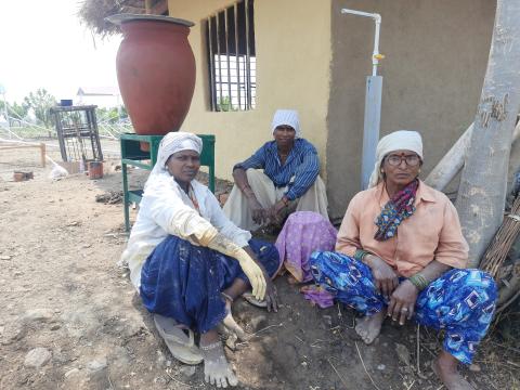 An earthen pot installed at a workplace so labourers can drink the cold water