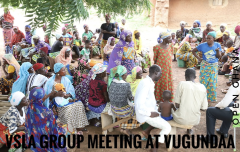 Residents meet to save money collectively, and to plan for their future in one of the villages where a dry-season garden and a Village Savings and Loans Association was established by Open Ghana (Courtesy of Open Ghana)