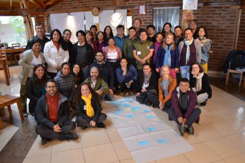 Latin America workshop participants use body mapping to reflect on how they feel at the end of the day