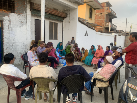CDKN Asia team members interact with local people during the vulnerability assessments in Karjanha municipality, courtesy of ICLEI South Asia