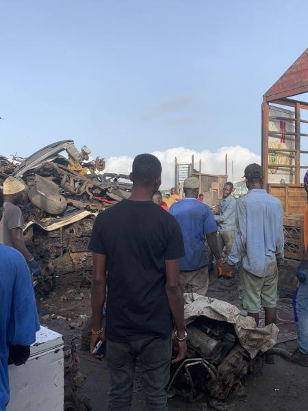 A wholesaler loading e-waste scraps for transport to recycling companies